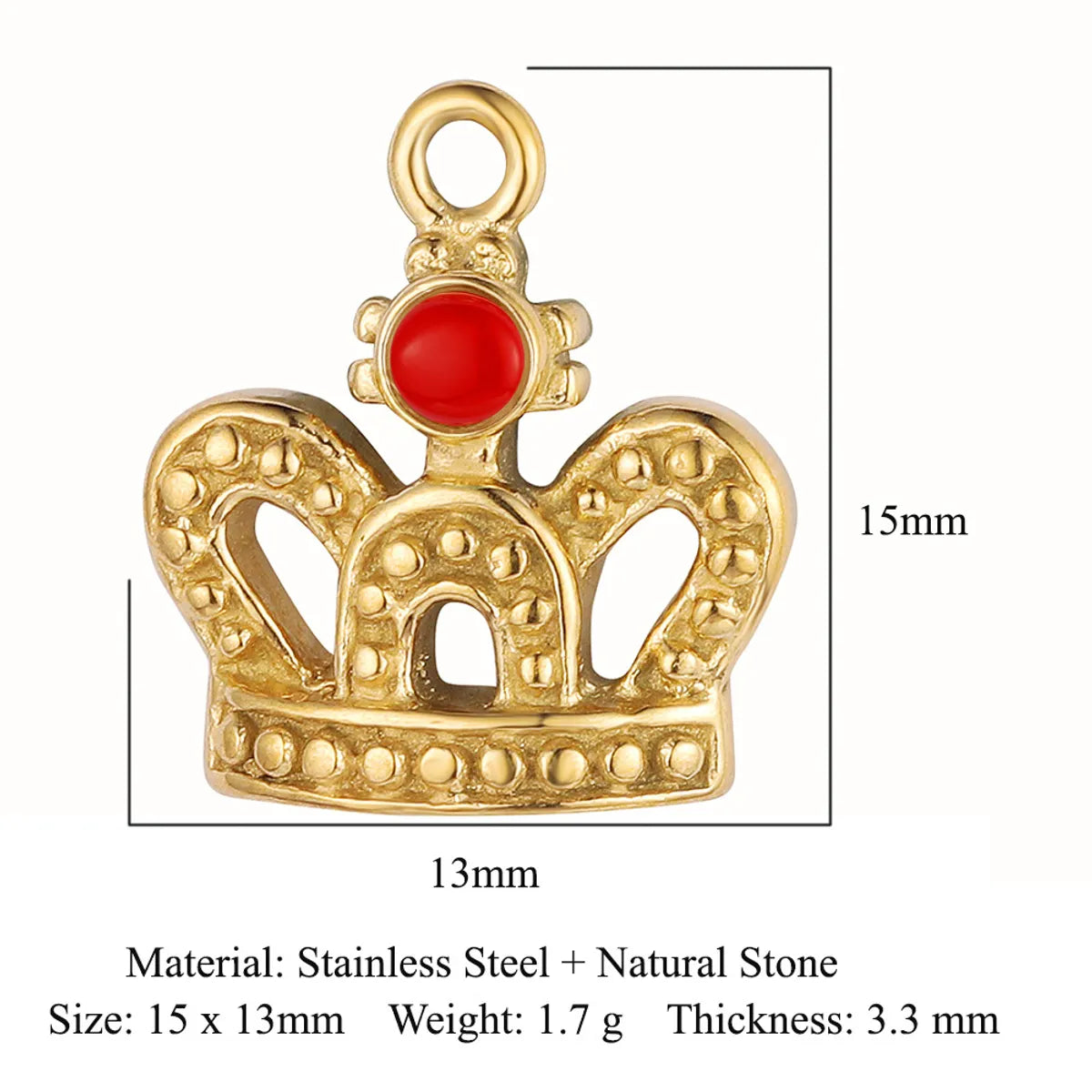 Retro Heart Shape Crown Titanium Steel Plating Inlay Natural Stone Charms Jewelry Accessories