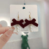 Retro Heart Shape Flower Bow Knot Alloy Flocking Inlay Artificial Pearls Rhinestones Women'S Earrings 1 Pair