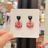 Retro Heart Shape Flower Bow Knot Alloy Flocking Inlay Artificial Pearls Rhinestones Women'S Earrings 1 Pair