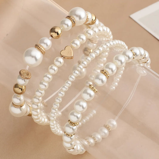 Retro Heart Shape Pearl Bracelet Wholesale