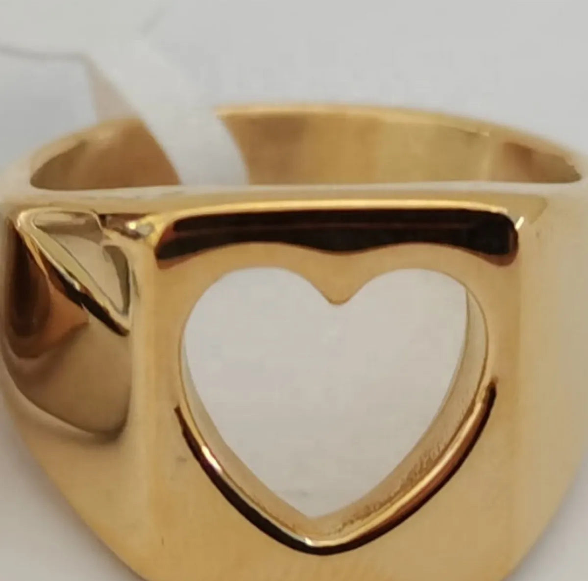 Retro Heart Shape Stainless Steel Hollow Out Wide Band Ring