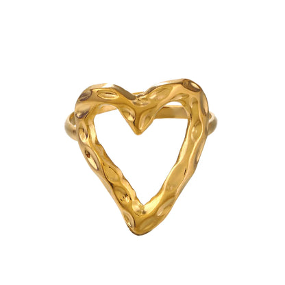 Retro Heart Shape Stainless Steel Plating 18k Gold Plated Open Rings