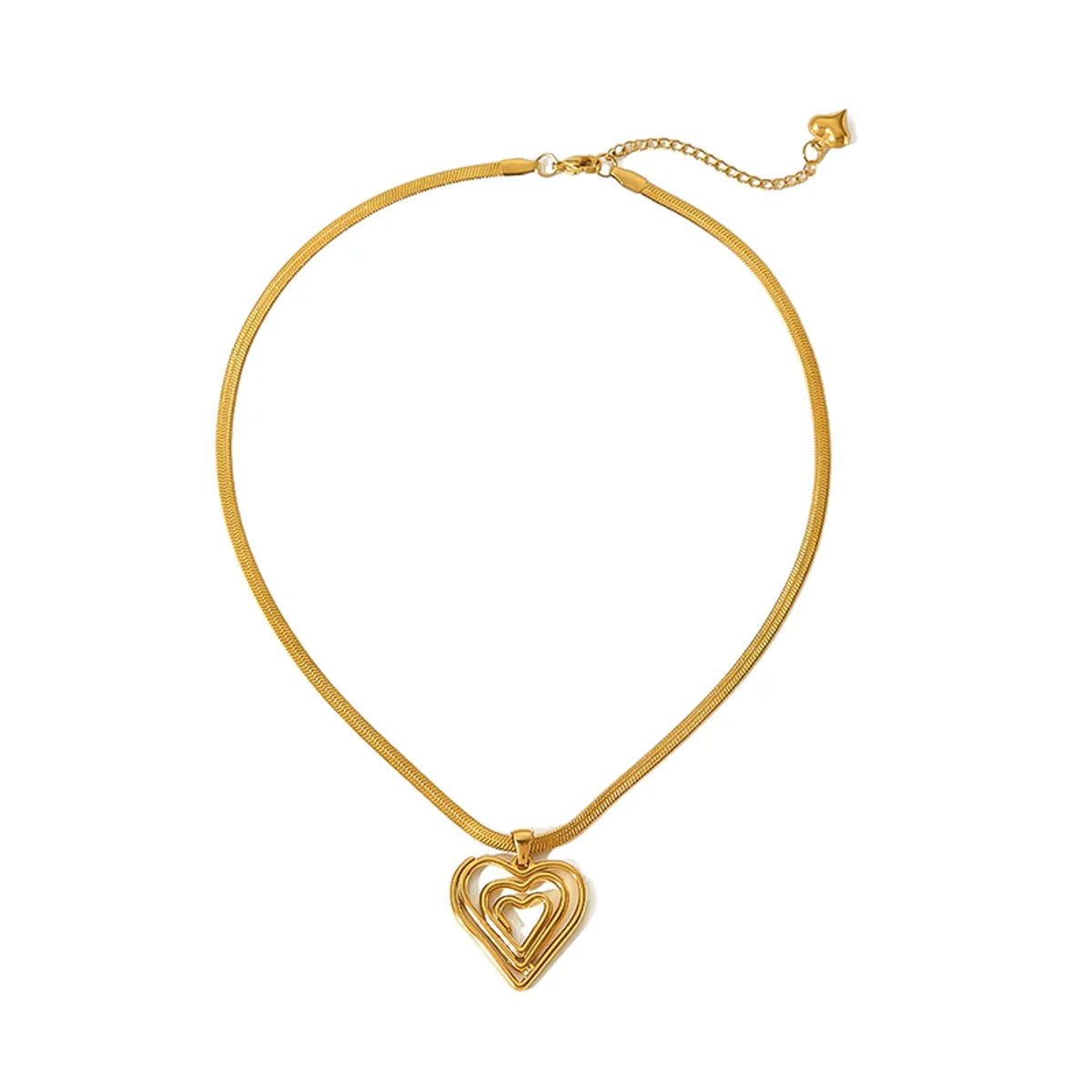 Retro Heart Shape Stainless Steel Plating Hollow Out 18k Gold Plated Pendant Necklace