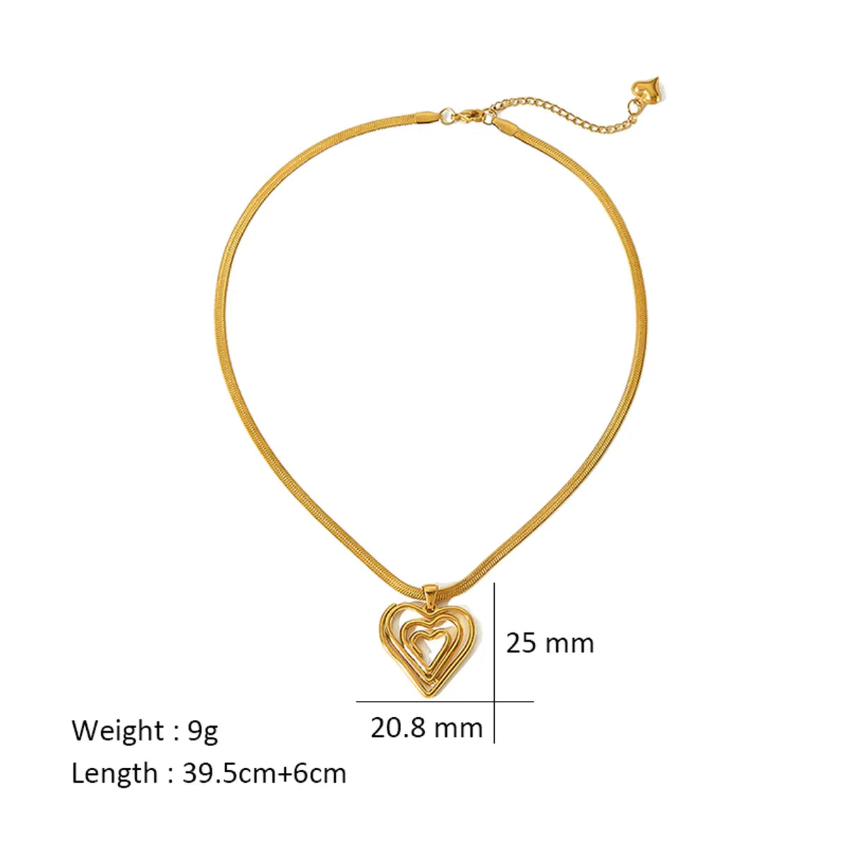 Retro Heart Shape Stainless Steel Plating Hollow Out 18k Gold Plated Pendant Necklace