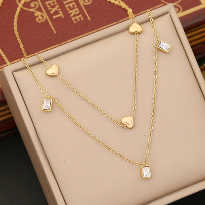 Retro Heart Shape Stainless Steel Plating Inlay Artificial Diamond Bracelets Earrings Necklace