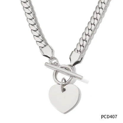 Retro Heart Shape Stainless Steel Plating Pendant Necklace