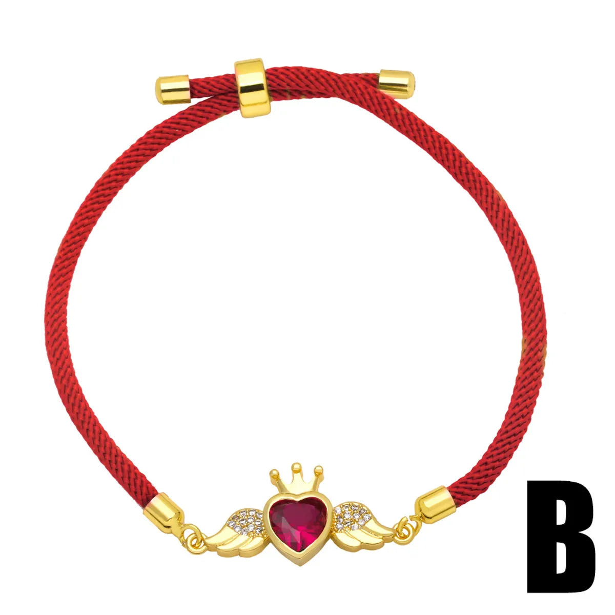 Retro Heart-shaped Crown Copper 18k Gold-plated Inlaid Zircon Bracelet