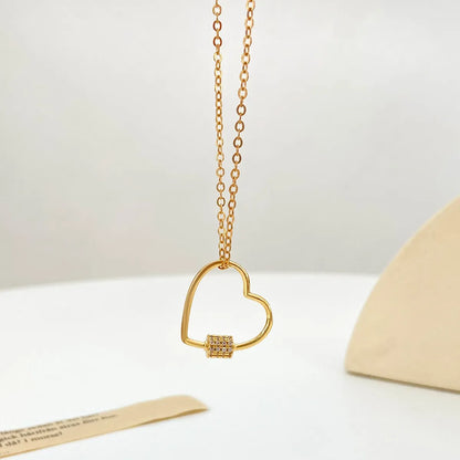 Retro Hollow Heart-Shaped Geometric Copper Necklace