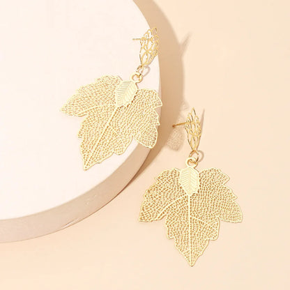 Retro Hollow Leaf Earrings