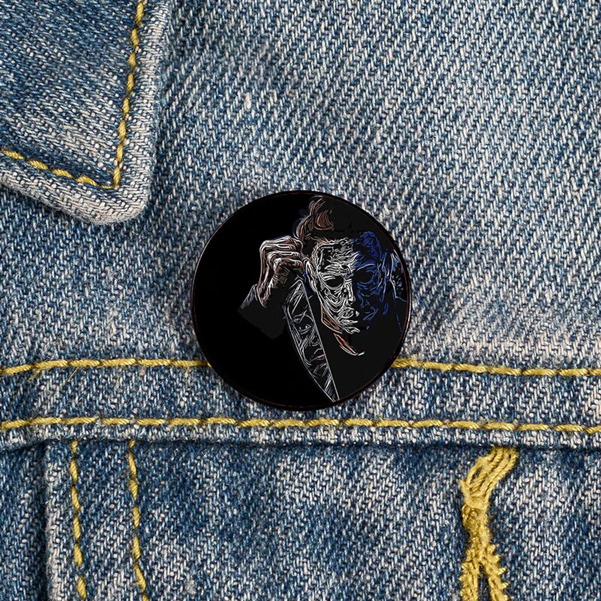 Retro Human Metal Printing Unisex Brooches