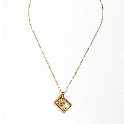 Retro Human Stainless Steel 18k Gold Plated Pendant Necklace