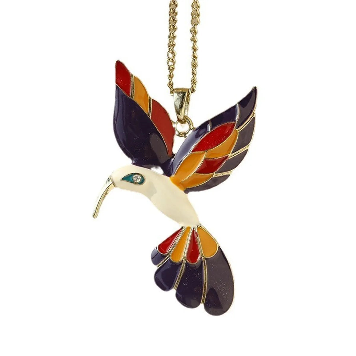 Retro Hummingbird Parrot Rhinestones Alloy Wholesale Pendant Necklace