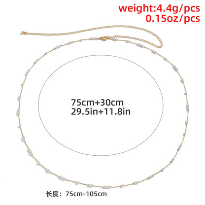 Retro Imitation Pearl Round Bead Chain Single-Layer Waist Chain