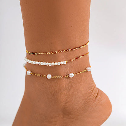 Retro Imitation Pearl Round Bead Chain Single-Layer Waist Chain