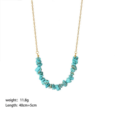 Retro Irregular Stainless Steel Turquoise Titanium Steel Necklace