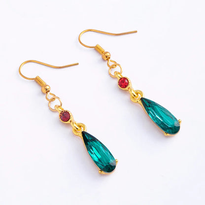 1 Pair Retro Japanese Style French Style Water Droplets Inlay Alloy Artificial Gemstones Ear Hook