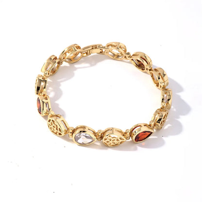 Retro Korean Style Geometric Copper Plating Inlay Zircon Gold Plated Bracelets