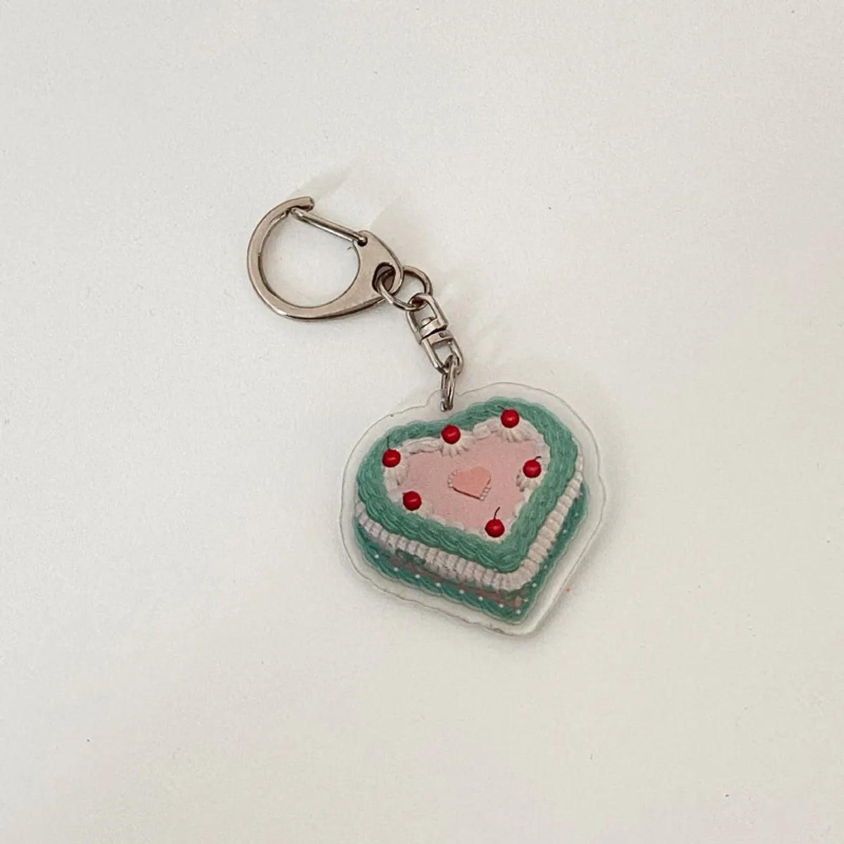 Retro Korean Style Heart Shape Cake Plastic Women'S Bag Pendant Keychain