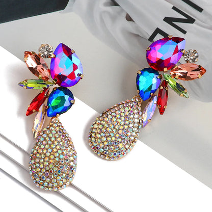 Retro Lady Ethnic Style Water Droplets Rhinestone Inlay Artificial Gemstones Women'S Drop Earrings