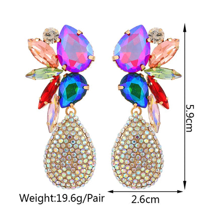 Retro Lady Ethnic Style Water Droplets Rhinestone Inlay Artificial Gemstones Women'S Drop Earrings