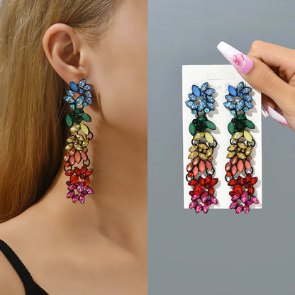 Retro Lady Gradient Color Rhinestone Inlay Artificial Gemstones Women's Drop Earrings