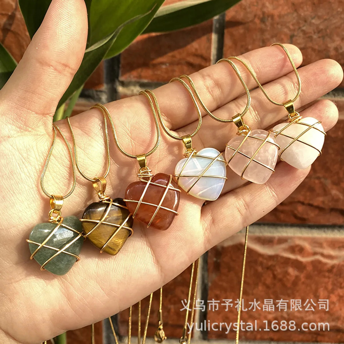 Retro Lady Heart Shape Crystal Agate Knitting Charms