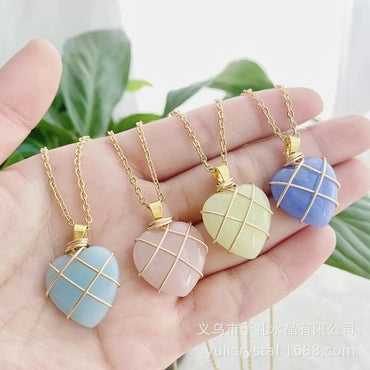 Retro Lady Heart Shape Crystal Agate Knitting Charms