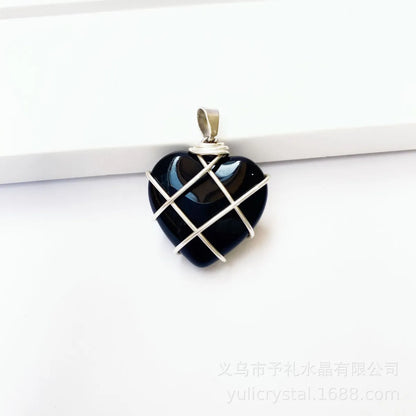 Retro Lady Heart Shape Crystal Agate Knitting Charms