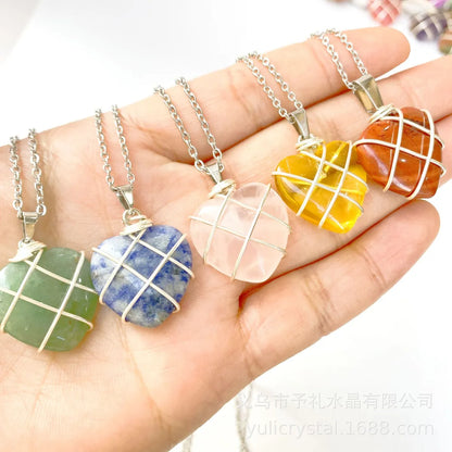 Retro Lady Heart Shape Crystal Agate Knitting Charms