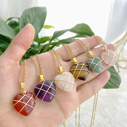 Retro Lady Heart Shape Crystal Agate Knitting Charms