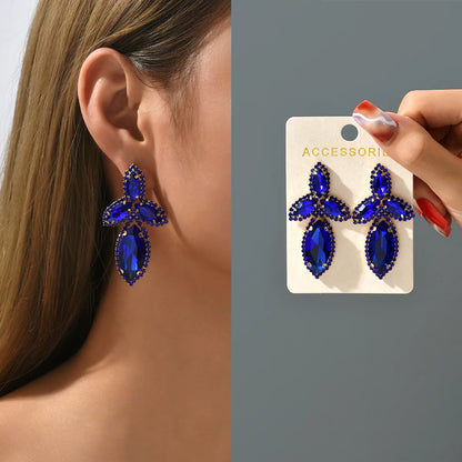 Retro Lady Simple Style Geometric Glass Inlay Artificial Gemstones Women's Earrings