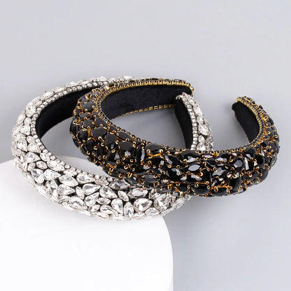 Women'S Retro Lady Water Droplets Cloth Inlay Rhinestones Hair Band