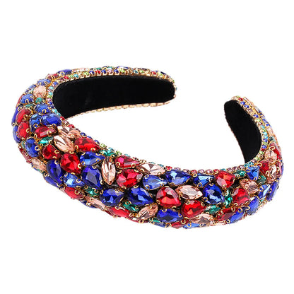 Women'S Retro Lady Water Droplets Cloth Inlay Rhinestones Hair Band