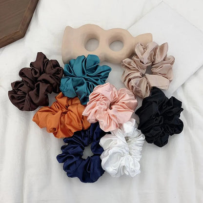 Retro Large Intestine Hair Ring Female Hair Lead Flower Satin Tied Hair Rope Hair Accessories