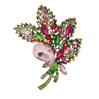 Retro Leaf Alloy Inlay Artificial Gemstones Women'S Brooches