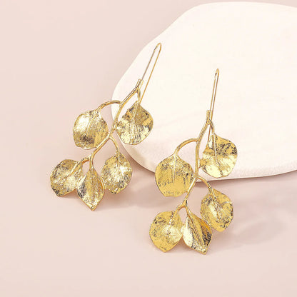 Retro Leaf Alloy Plating Women'S Drop Earrings 1 Pair