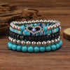 Retro Leaf Butterfly Alloy Wooden Beads Turquoise Wholesale Bracelets