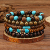 Retro Leaf Butterfly Alloy Wooden Beads Turquoise Wholesale Bracelets