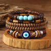 Retro Leaf Butterfly Alloy Wooden Beads Turquoise Wholesale Bracelets