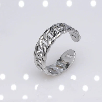 Retro Leaf Heart Shape Snake Titanium Steel Polishing Plating Hollow Out Open Ring 1 Piece