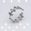 Retro Leaf Heart Shape Snake Titanium Steel Polishing Plating Hollow Out Open Ring 1 Piece