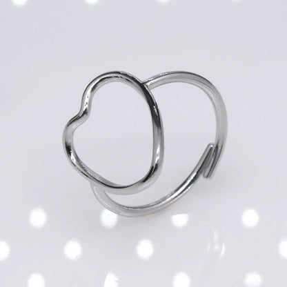 Retro Leaf Heart Shape Snake Titanium Steel Polishing Plating Hollow Out Open Ring 1 Piece