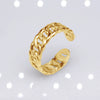 Retro Leaf Heart Shape Snake Titanium Steel Polishing Plating Hollow Out Open Ring 1 Piece