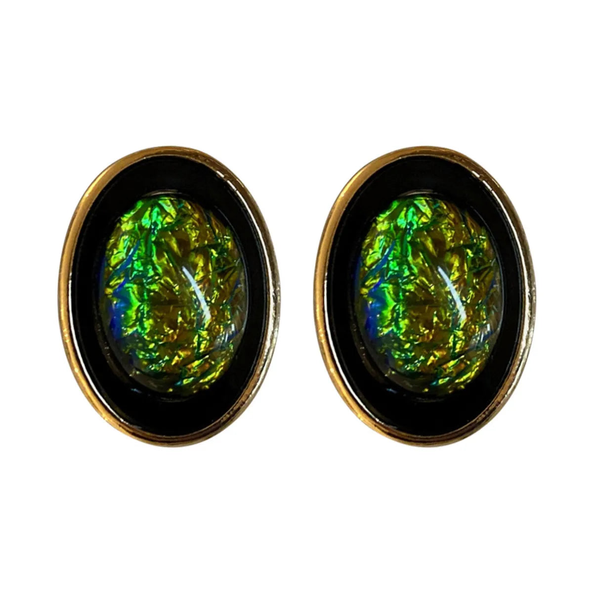 1 Pair Retro Leaf Oval Water Droplets Enamel Alloy Resin Earrings