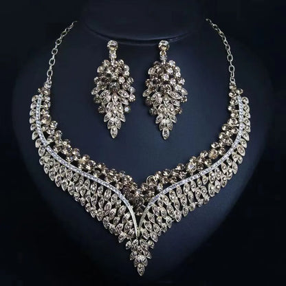 Retro Leaf Zircon Alloy Wholesale Earrings Necklace