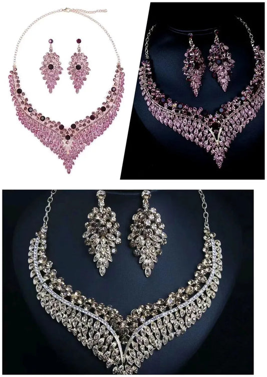 Retro Leaf Zircon Alloy Wholesale Earrings Necklace