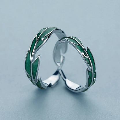 Retro Leaves Alloy Plating Valentine's Day Women's Open Rings