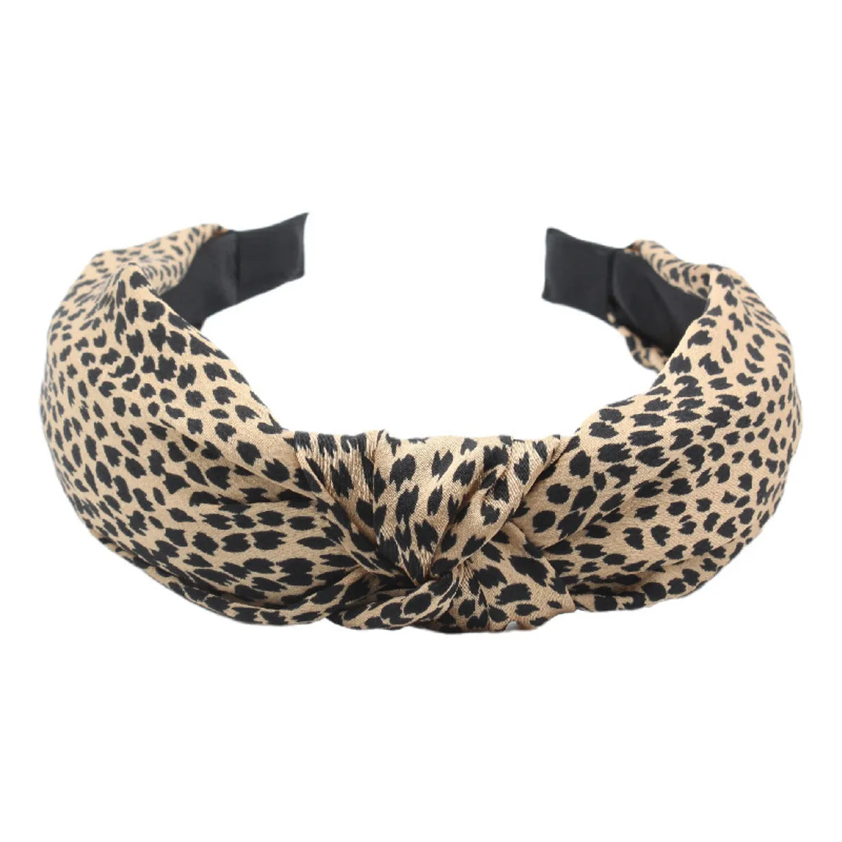 European And American Cross-Border Retro Leopard-Print Wide-Brimmed Fabric Headband Summer New Cross Knot Elegant Simple Fashion Headband