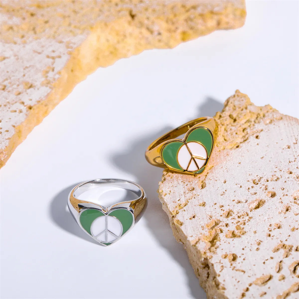 Retro Letter Brass Enamel Rings