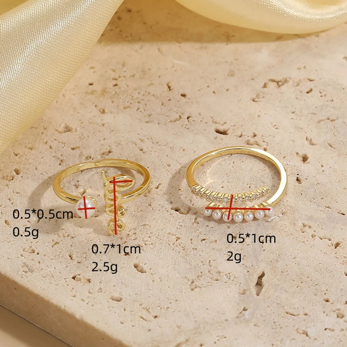 Retro Letter Copper 14k Gold Plated Zircon Open Ring In Bulk